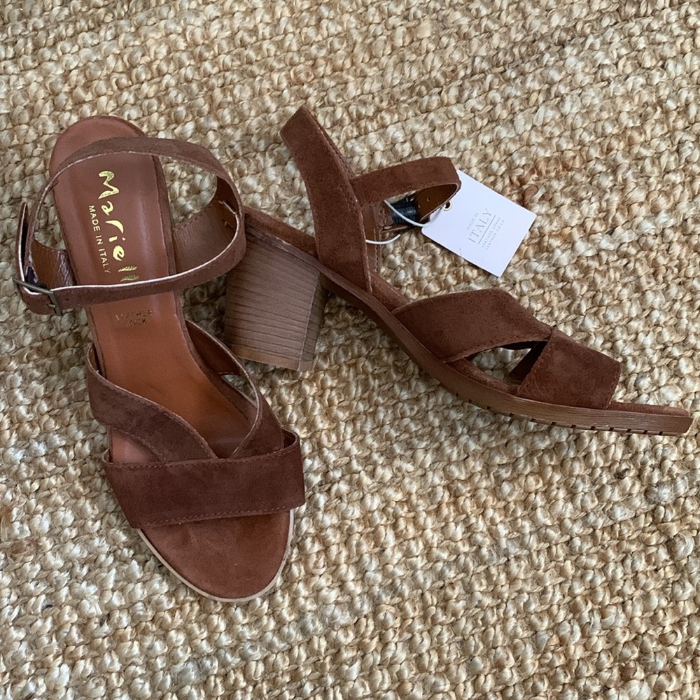 NWT - Mariella Leather (Suede) Block Heel Sandals